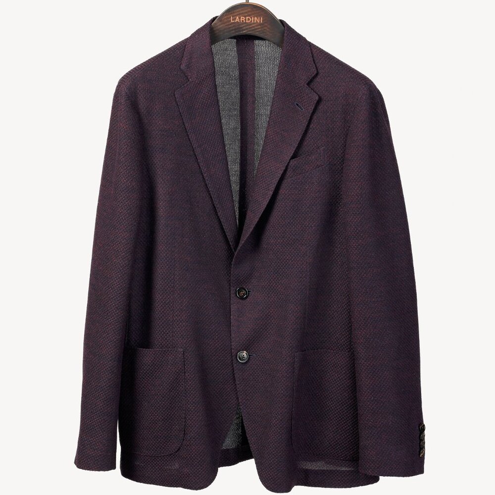Lardini Liknit Unstructured Black & Maroon Knit Sweater Blazer